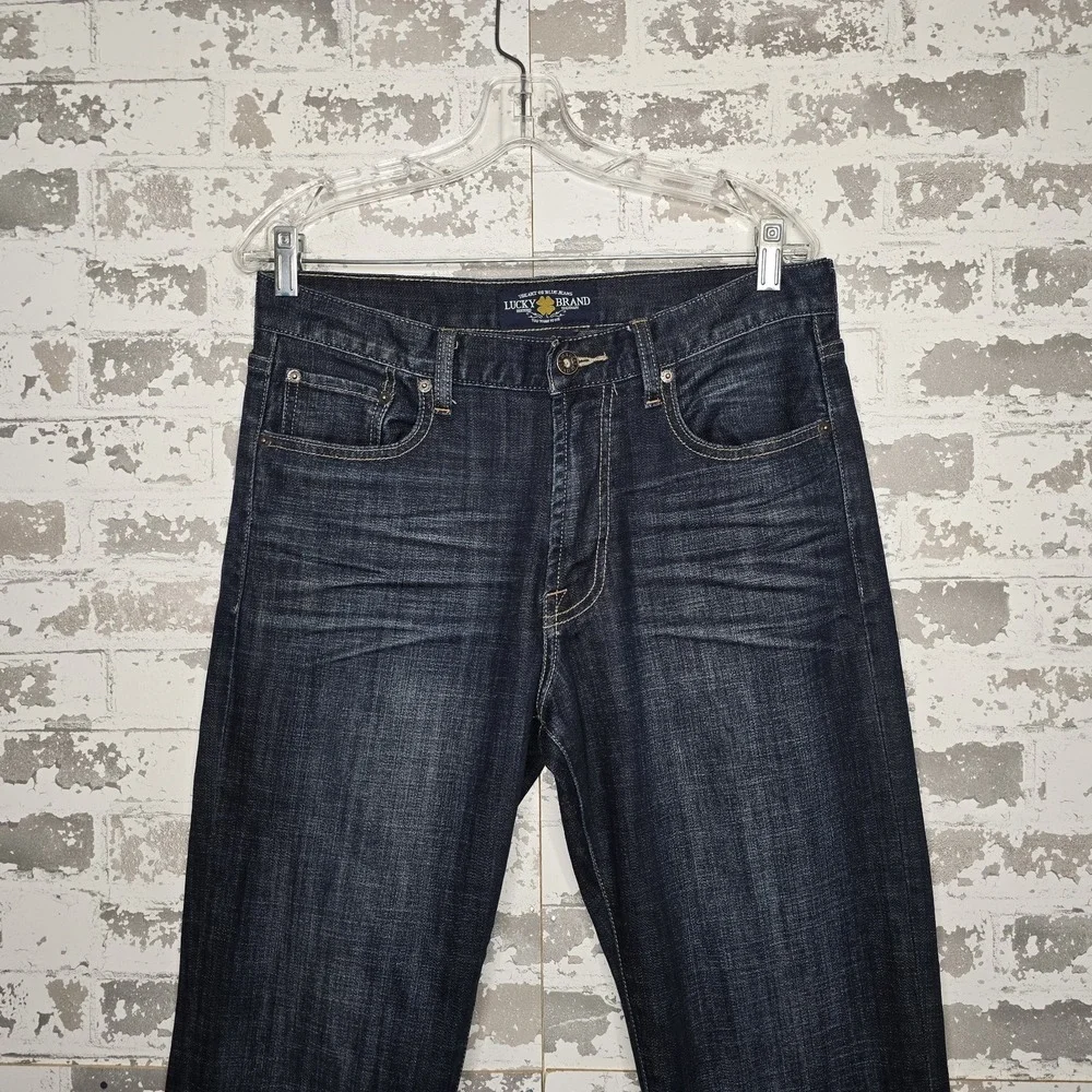 Lucky Brand Jeans Mens 32x31 Dark Blue Wash Stretch Denim 181 Relaxed Straight